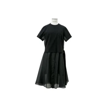 Sacai Short Sleeved Dresses Women's Black