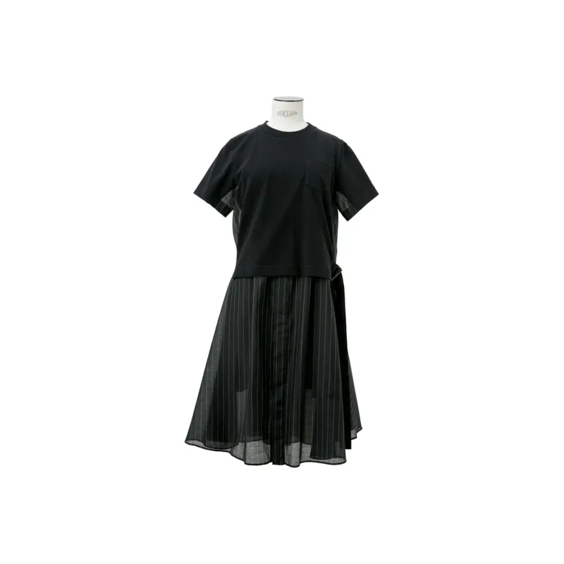 Sacai Short Sleeved Dresses Women's Black-0