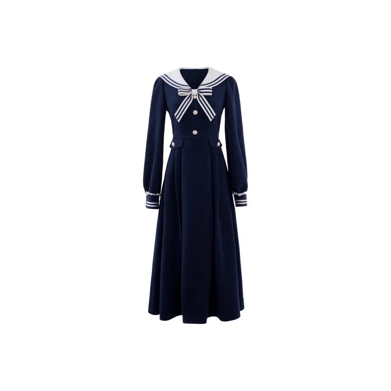 Blovelan Long Sleeved Dress Women's Marine Blue-0