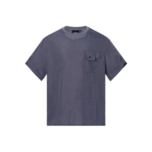 ROCAWEAR T Shirts Unisex Gray Black Small Plaid