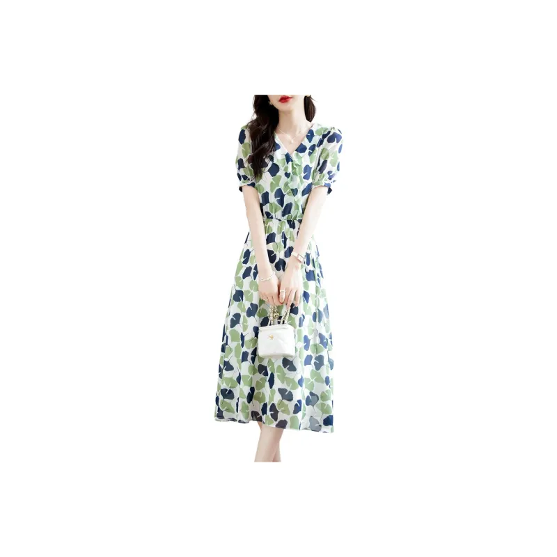Still Quiet Short Sleeved Dresses Women's Green-0