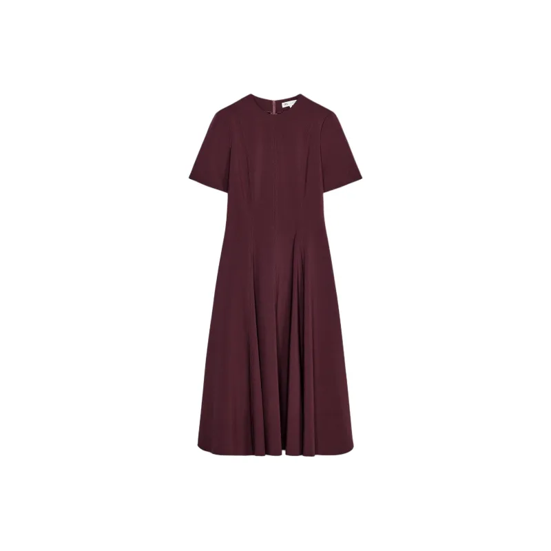 ZARA ZW Series Short Sleeved Dresses Women's Burgundy-0
