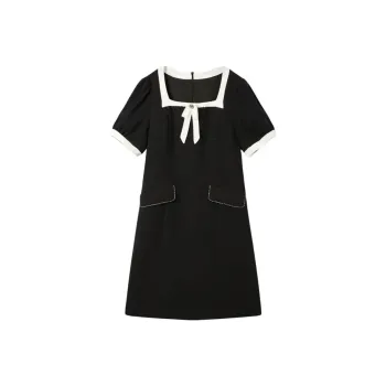 EICHITOO Short Sleeved Dress Women's Black Trim