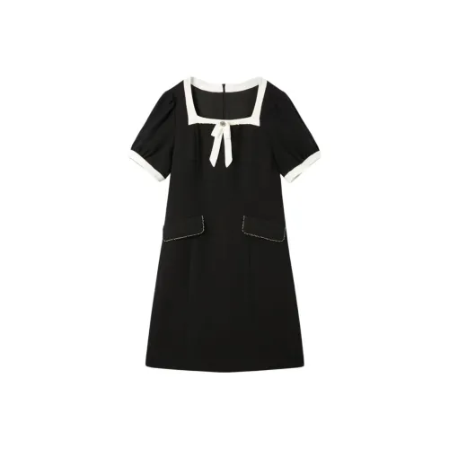 EICHITOO Short Sleeved Dress Women's Black Trim
