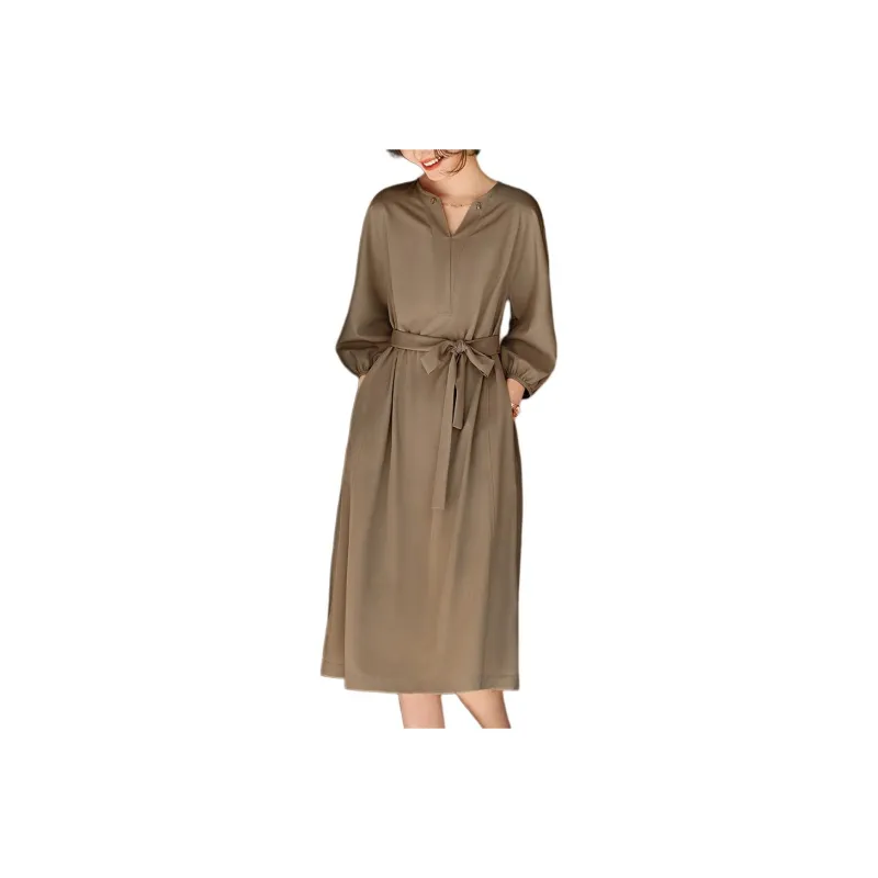 XWI Long Sleeved Dresses Women's Milk Tea Beige-0