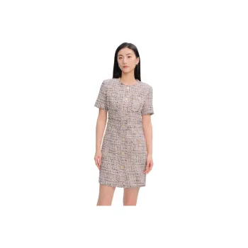 Blood Glitter Short-Sleeved Dresses Women's Pink Check
