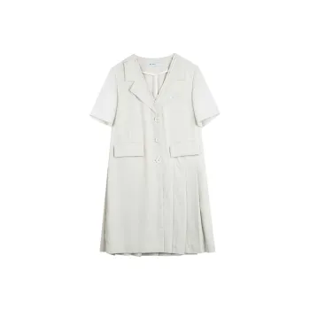 BLUEerror Short Sleeved Dress Women's Beige Gray