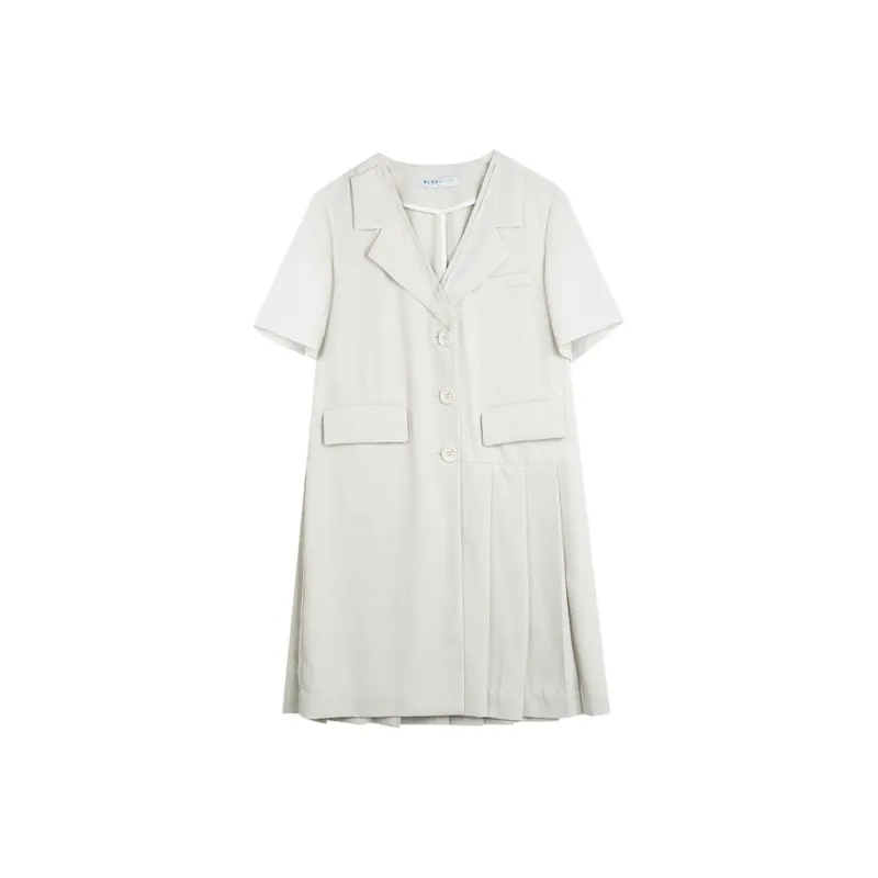 BLUEerror Short Sleeved Dress Women's Beige Gray-0