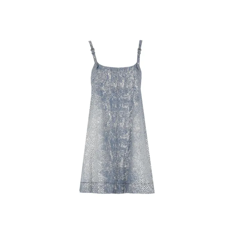 VERSACE JEANS COUTURE Lamé Shift Sleeveless Denim Dress-0