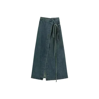 Wbwq Denim Long Skirt Women's Blue