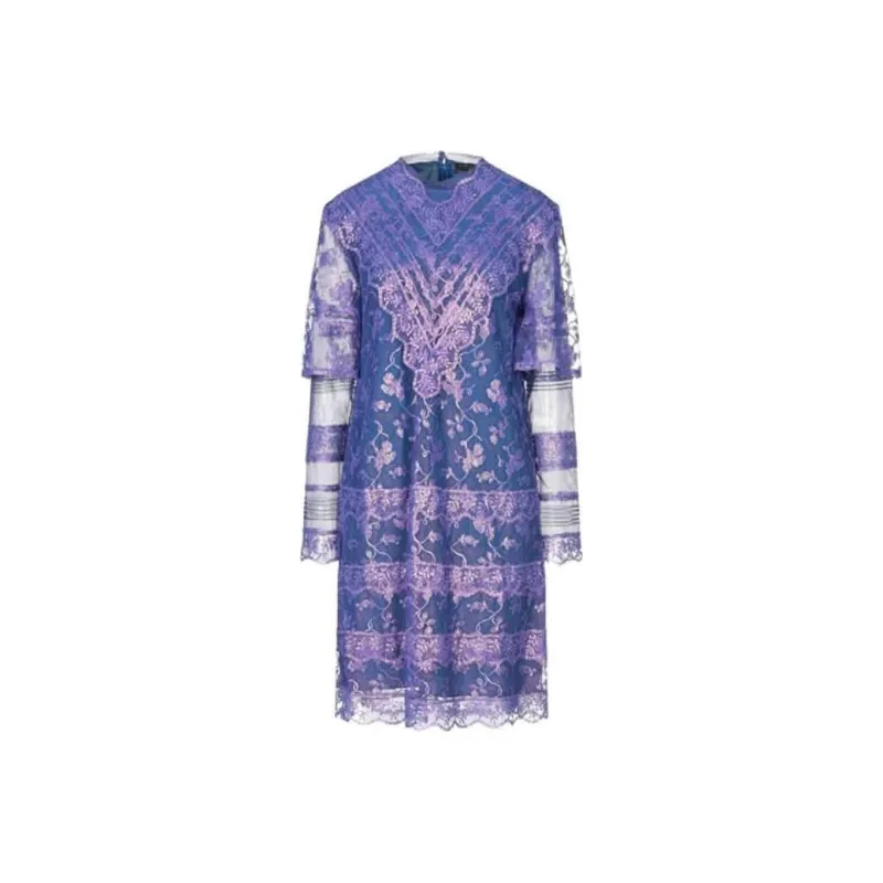 Burberry Long-Sleeved Dresses Women's Blue-0