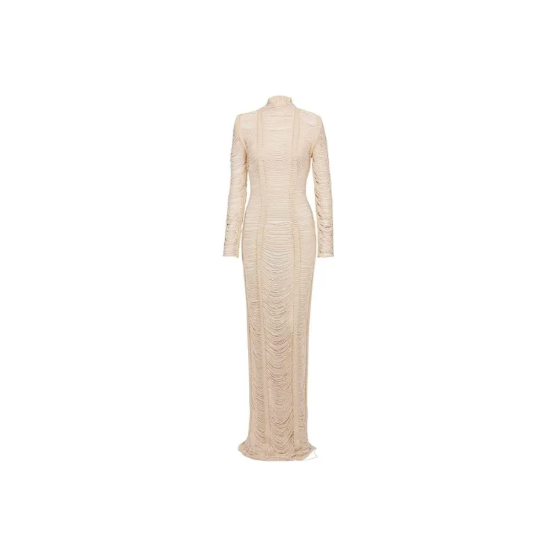 BALMAIN Long Sleeved Dresses Women's Sandy Beige-0