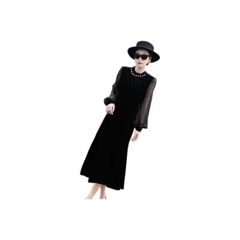 LANSEER Long-Sleeved Dresses Women's Black