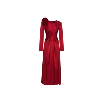 BESIONIA FW24 Long Sleeved Dresses Women's Red