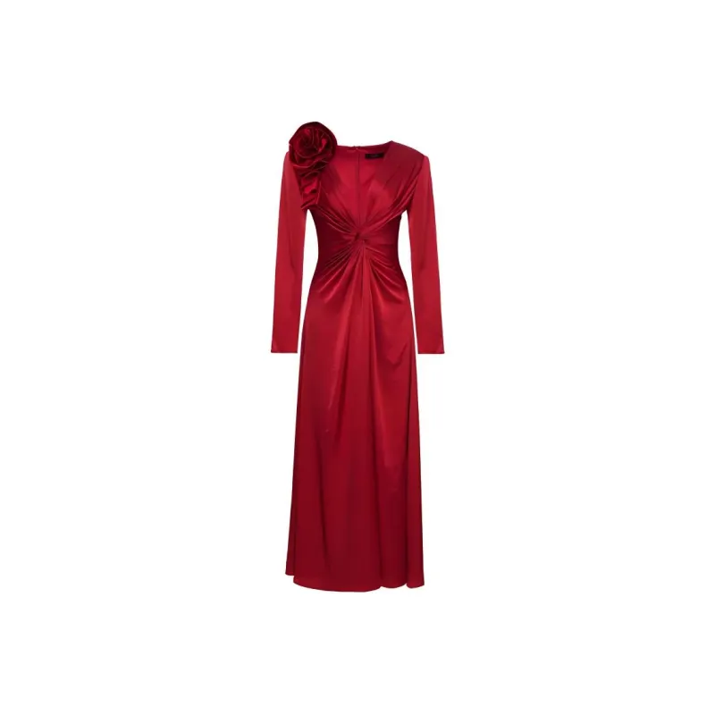 BESIONIA FW24 Long Sleeved Dresses Women's Red-0