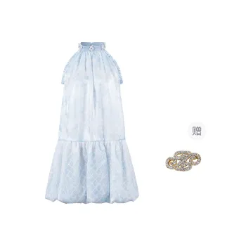 Three Quarters Sleeveless Dress Women's Blue