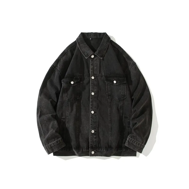 YINLEI Denim Jacket Men's Black Gray-0