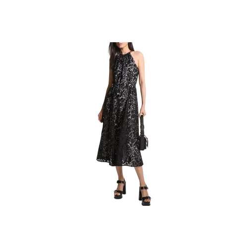 MICHAEL KORS Palm Lace Belted Halter Dress