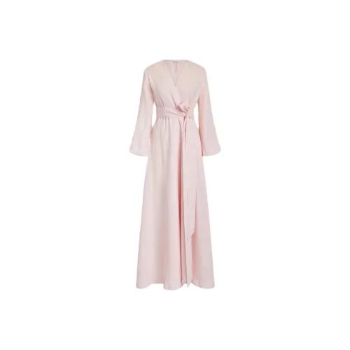 SCANLAN THEODORE Italian Linen Dress Long-Sleeved Dresses Women's Tinted Pink/Light Pink