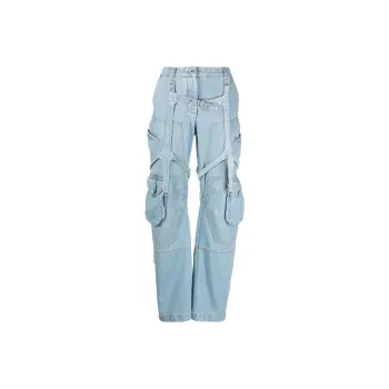 OFF WHITE Bleach Cargo Strap Detailed Jeans