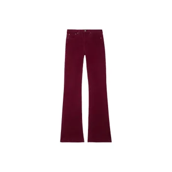 GUESS Eco Sexy Flare Velvet Pants Jeans Women's Burgundy
