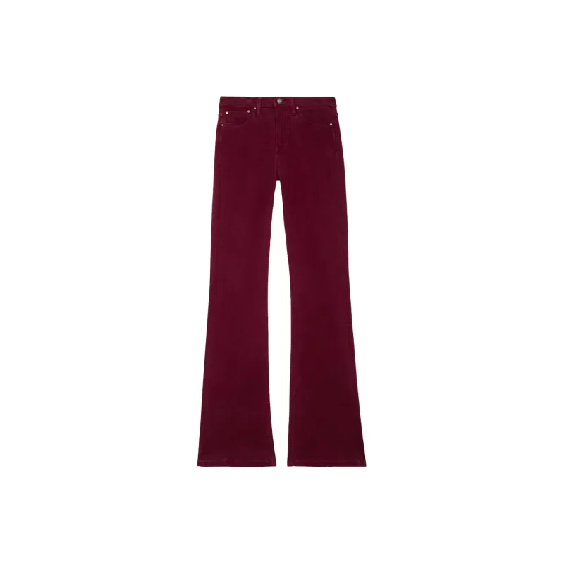 GUESS Eco Sexy Flare Velvet Pants Jeans Women's Burgundy-0