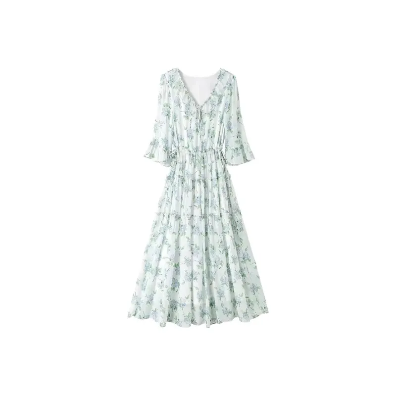 Yi Mengyuan Short Sleeved Dresses Women's Green-0