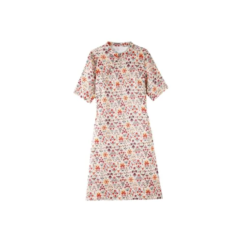 Mapping Short-Sleeved Dresses Women's Multicolor
