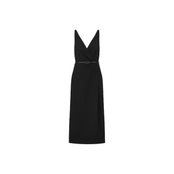 DIOR Wraparound Mid-Length Sleeveless Dress Women's Black