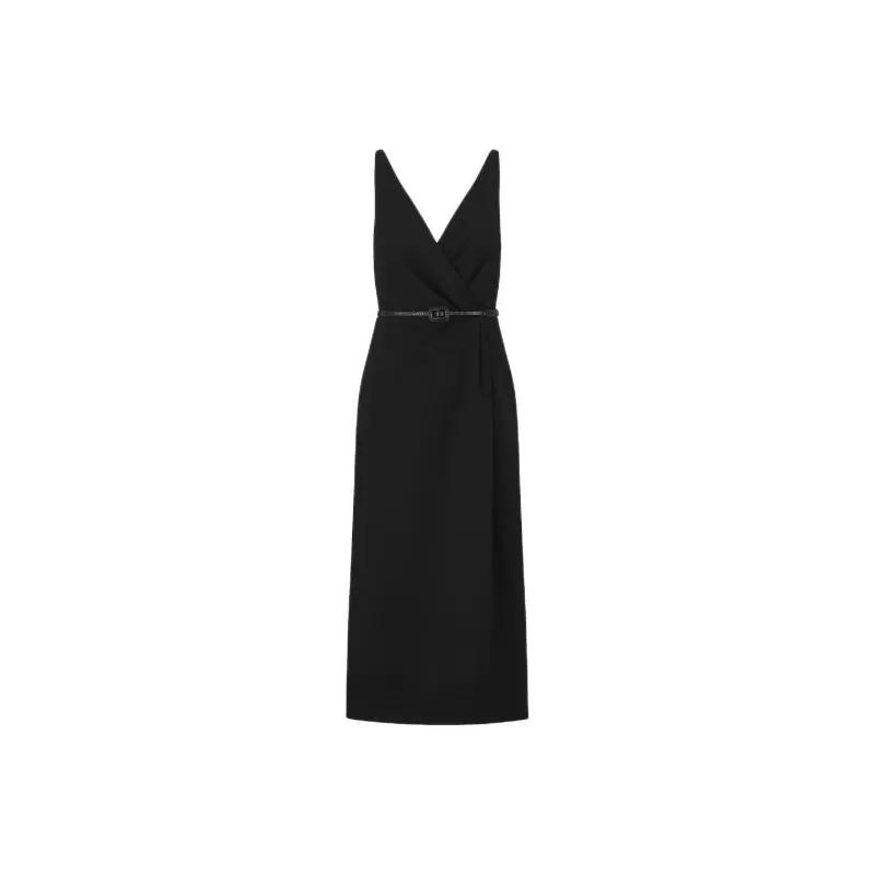 DIOR Wraparound Mid-Length Sleeveless Dress Women's Black-0