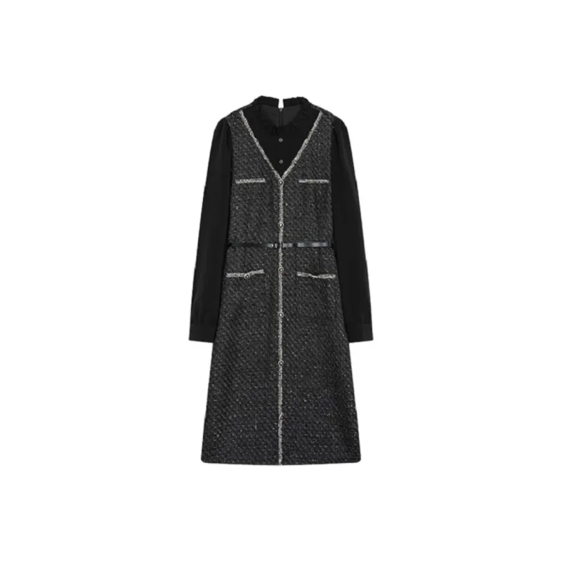XWI Long Sleeved Dresses Women's Black Stars-0