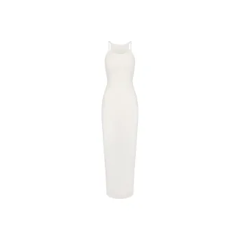 SKIMS SS24 COTTON RIB LONG CAMI DRESS Slip Dresses Women's MARBLE/Marble