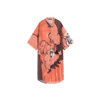 ELF SACK Short-Sleeved Dresses Women's Poster Rabbit Orange Red