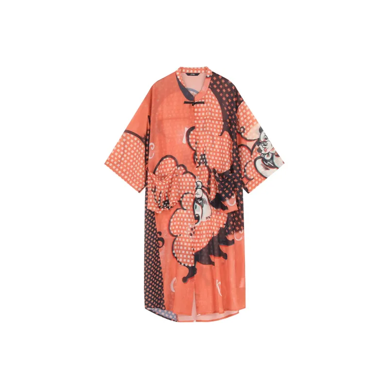 ELF SACK Short-Sleeved Dresses Women's Poster Rabbit Orange Red-0