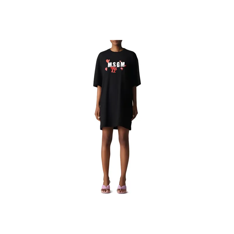 MSGM Short Sleeved Dress Women's Black-0
