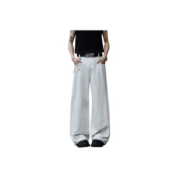 Menglaini Jeans Unisex White