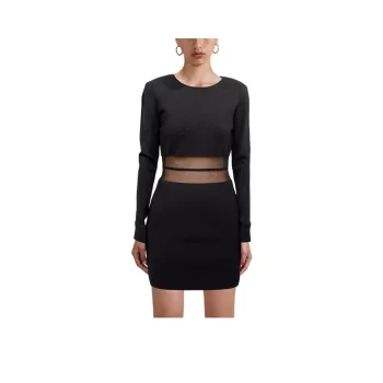 Self portrait Long Sleeved Dress Women's Classic Black