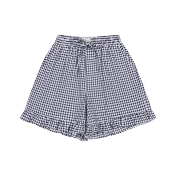 MostwantedLab Casual Shorts Women's White Blue Plaid