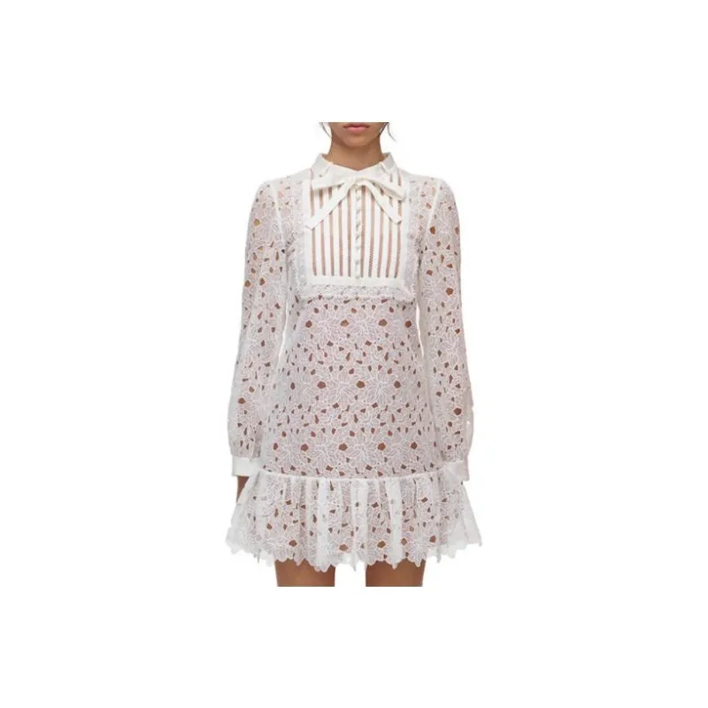 Self-portrait Long-Sleeved Dresses Women's White-0