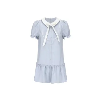 AFGGD Short Sleeved Dresses Women's Blue