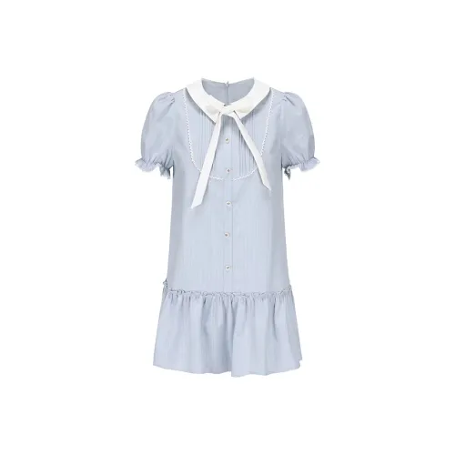 AFGGD Short Sleeved Dresses Women's Blue