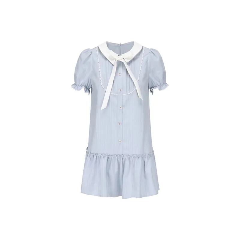 AFGGD Short Sleeved Dresses Women's Blue-0
