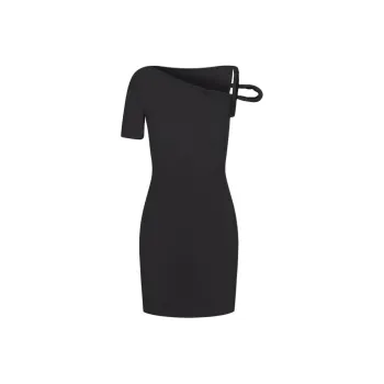 Khy DROP 004 Mesh Stretch Twist Mini Dress Short-Sleeved Dresses Women's Black