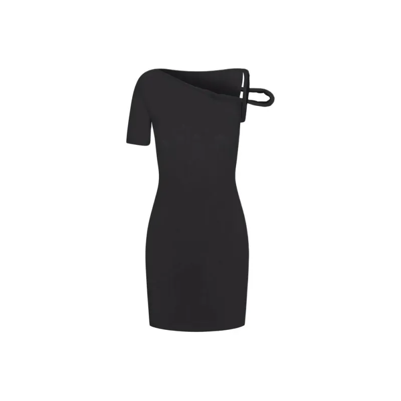 Khy DROP 004 Mesh Stretch Twist Mini Dress Short-Sleeved Dresses Women's Black-0