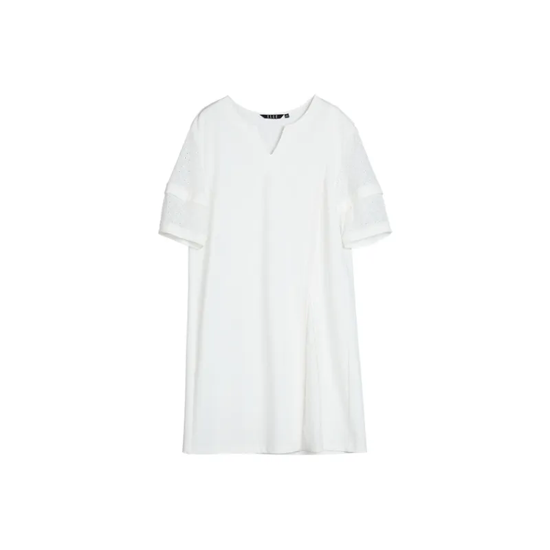 ELLE Short Sleeved Dress Women's White-0
