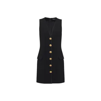 BALMAIN V neck Button front Minidress