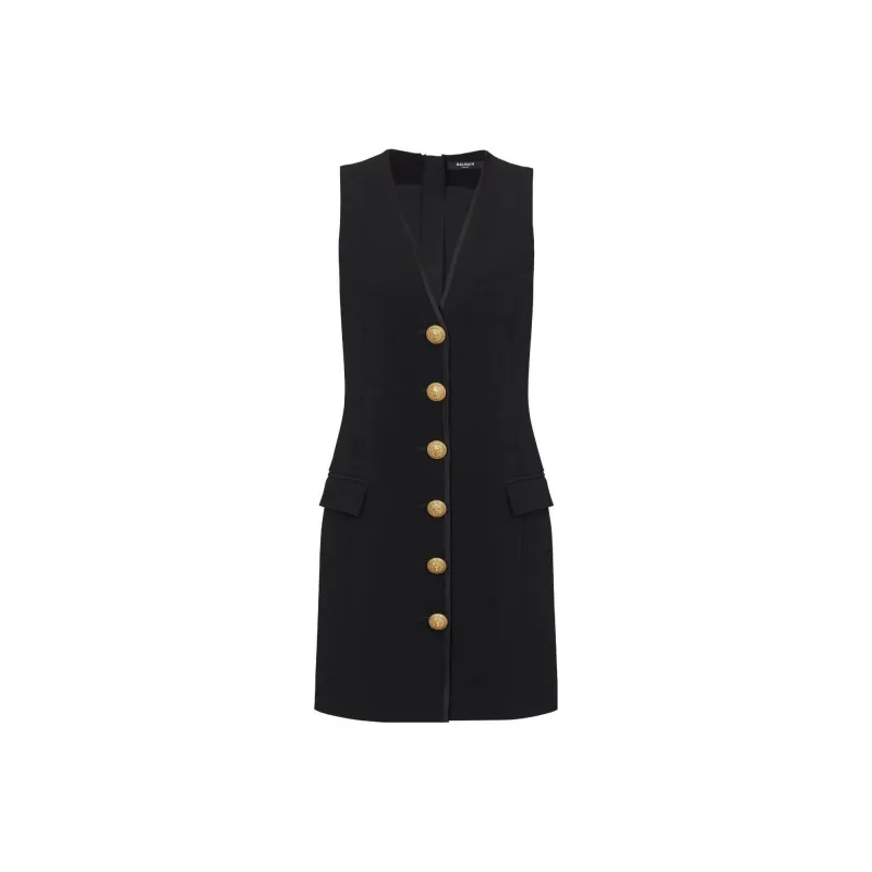 BALMAIN V neck Button front Minidress-0