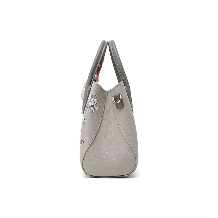 CLEVER& KETCH PU Handbag Women's Gray/Ecru-2