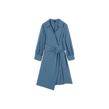 LA CRAWFISH Long Sleeved Dresses Women's Gray Blue