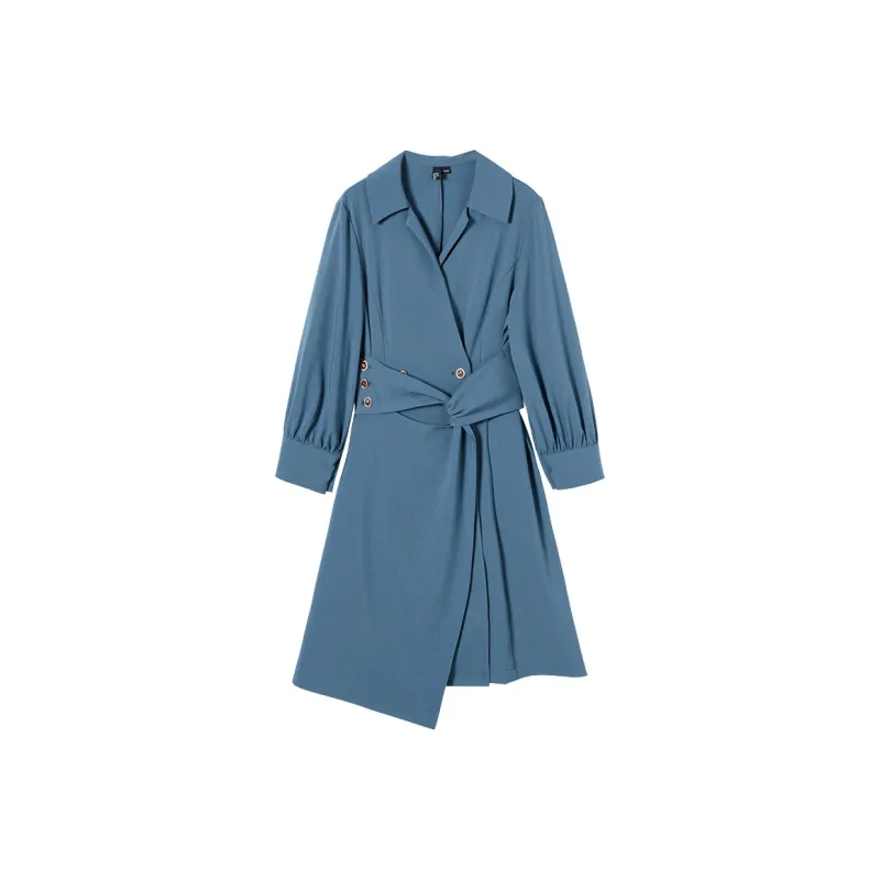 LA CRAWFISH Long Sleeved Dresses Women's Gray Blue-0